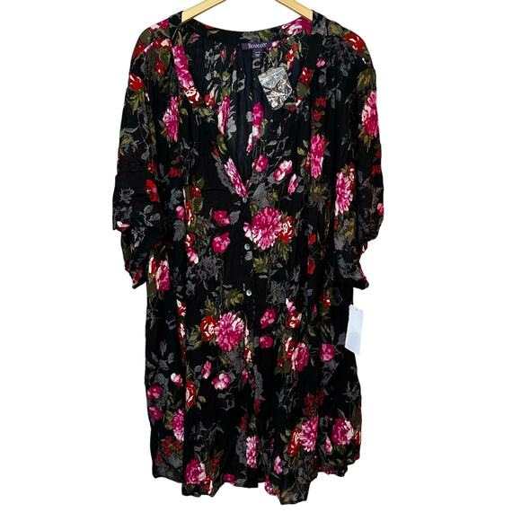 Roaman's Midi Dress Size 44W Rayon Floral Boho Peasant Gypsy Festival Cottage - Picture 1 of 8